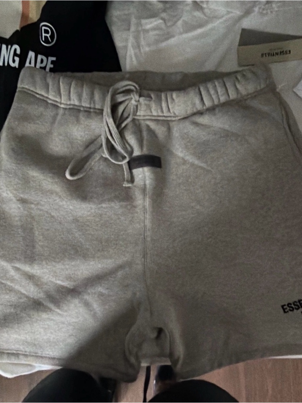 ESSENTIALS Gray Athletic Fleece Shorts